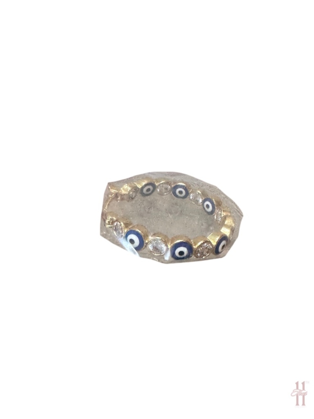 NEW Evil Eye Rhinestone Gold Hoop Earrings Pair